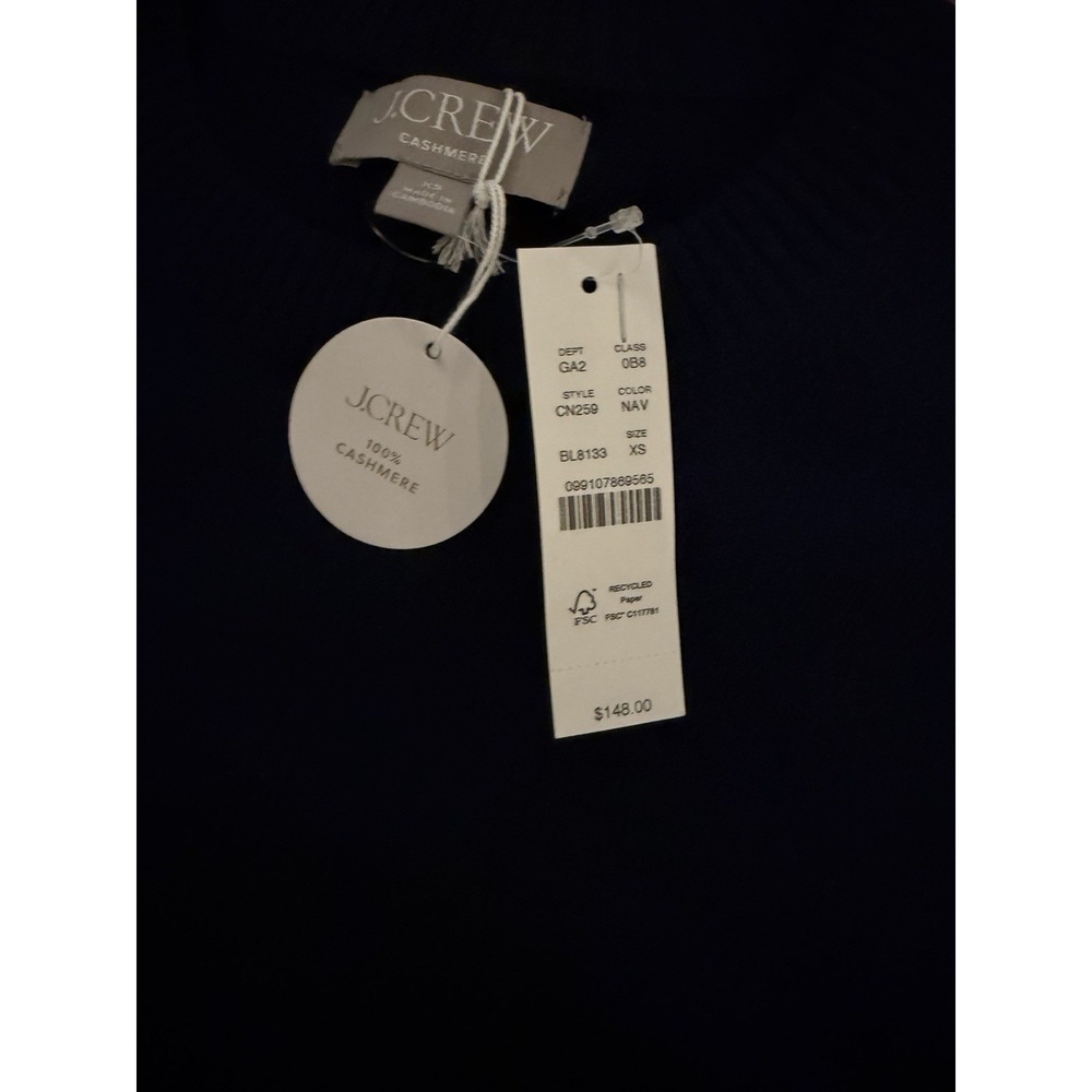 J.Crew Cashmere Navy Blue Sweater NWT Perfect Crewneck CN259 XS - Picture 3 of 4